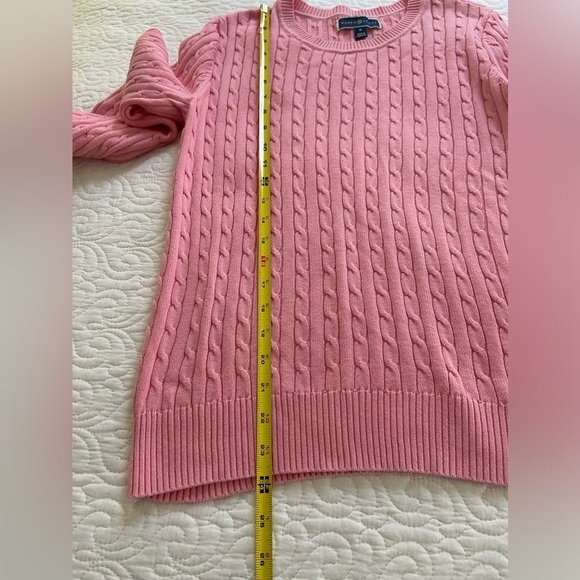 Macy’s Karen Scott Bubblegum Pink Cable Knit Academia Preppy Sweater Siz… - Picture 8 of 8